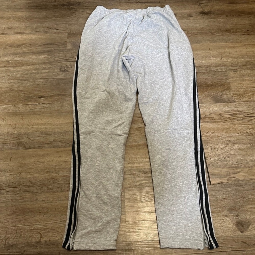 Adidas Mens Heather Grey 3-Stripe Zipper Ankle Sweatpants Joggers Large - Picture 5 of 7